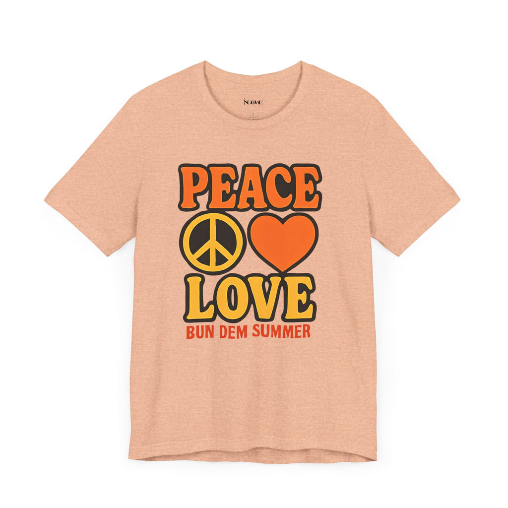 Peace & Love Summer Vibes Unisex Tee, Perfect for Festivals, Casual Outfits, Gifts, Music Events, and Spreading Positivity - NGOWE STORE