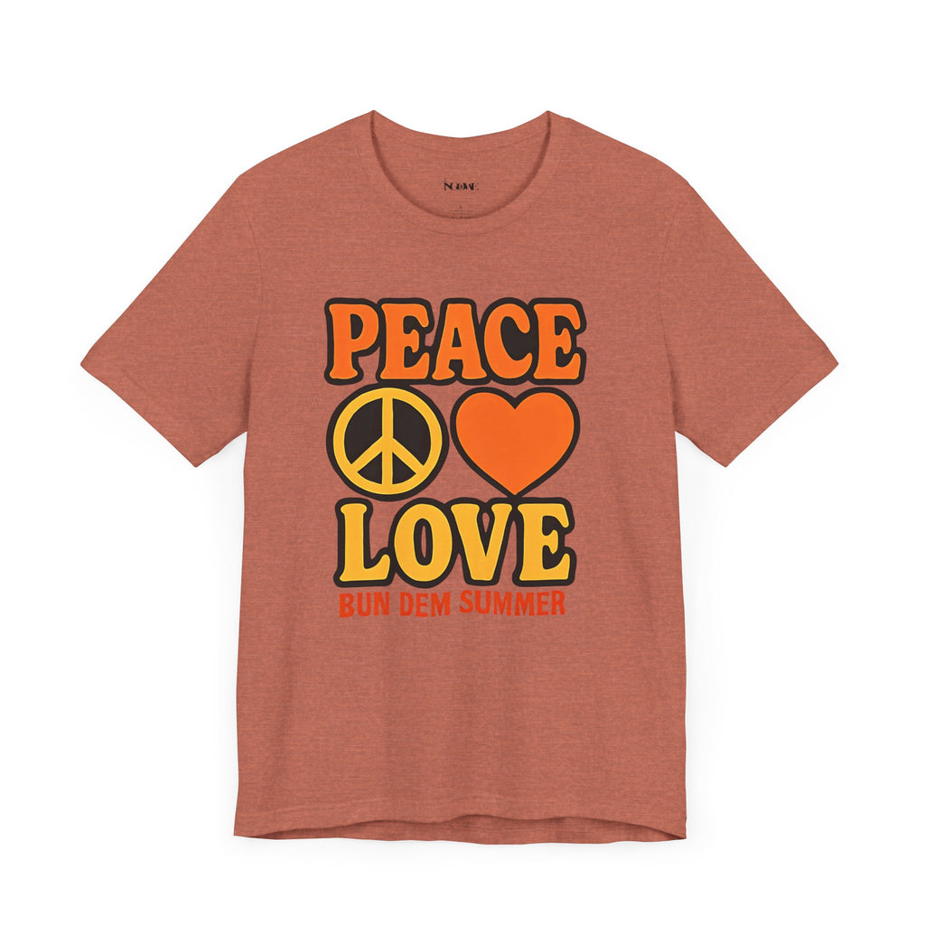 Peace & Love Summer Vibes Unisex Tee, Perfect for Festivals, Casual Outfits, Gifts, Music Events, and Spreading Positivity - NGOWE STORE