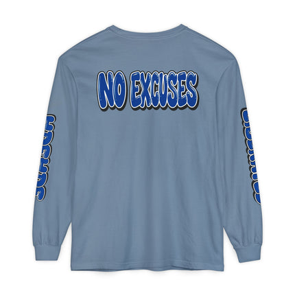 FEARLESS “AdeAde No Excuses” Long Sleeve T-Shirt | NGOWE Fearless Collection – Unisex Motivation Garment-dyed