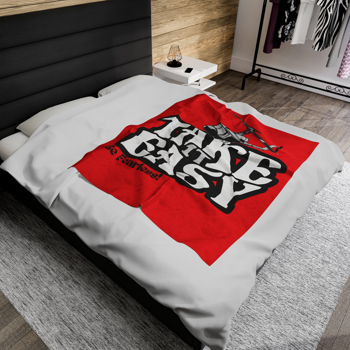 Take it Easy Stay Fearless Velveteen Plush Blanket - NGOWE STORE
