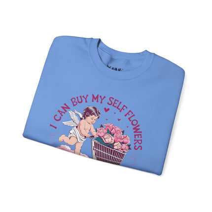 Valentine's Can Buy Myself Flowers Unisex Heavy Blend™ Crewneck Sweatshirt