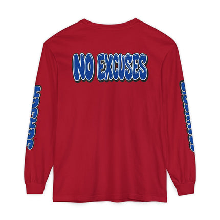 FEARLESS “AdeAde No Excuses” Long Sleeve T-Shirt | NGOWE Fearless Collection – Unisex Motivation Garment-dyed