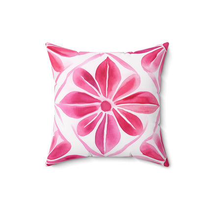 Pink Flower Spun Polyester Square Pillow - NGOWE STORE