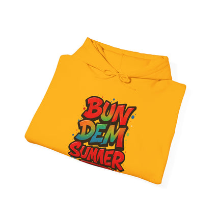 Bun Dem Summer Vibrant Summer Hoodie, Unisex Sweatshirt, Graffiti Style Apparel, Beach Theme Gift, Casual Summer Wear, Festival Clothing - NGOWE STORE