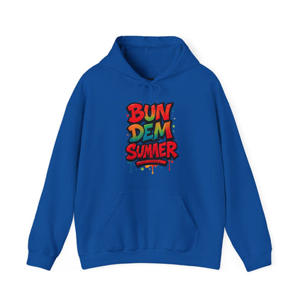 Bun Dem Summer Vibrant Summer Hoodie, Unisex Sweatshirt, Graffiti Style Apparel, Beach Theme Gift, Casual Summer Wear, Festival Clothing - NGOWE STORE
