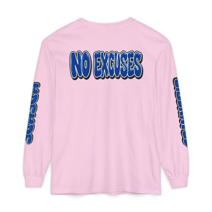 FEARLESS “AdeAde No Excuses” Long Sleeve T-Shirt | NGOWE Fearless Collection – Unisex Motivation Garment-dyed