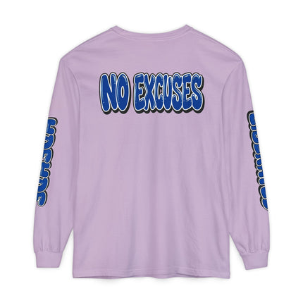 FEARLESS “AdeAde No Excuses” Long Sleeve T-Shirt | NGOWE Fearless Collection – Unisex Motivation Garment-dyed