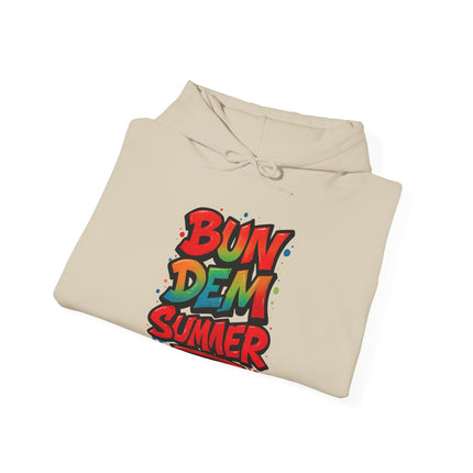 Bun Dem Summer Vibrant Summer Hoodie, Unisex Sweatshirt, Graffiti Style Apparel, Beach Theme Gift, Casual Summer Wear, Festival Clothing - NGOWE STORE