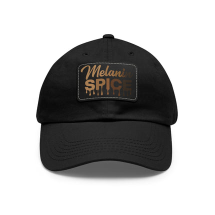 Melanin Spice Dad Hat with Leather Patch (Rectangle)