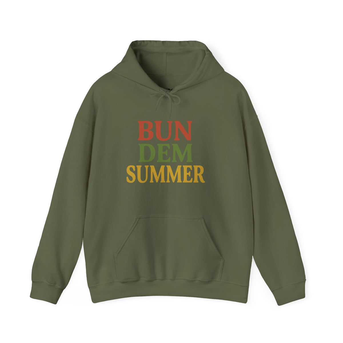 Bun Dem Summer Vibes Hooded Sweatshirt - Empire Editon Cozy Unisex Hoodie, Love Not War Casual Summer Apparel, Gift for Festivals, Outdoor Gatherings, Relaxed Style Sweatshirt - NGOWE STORE