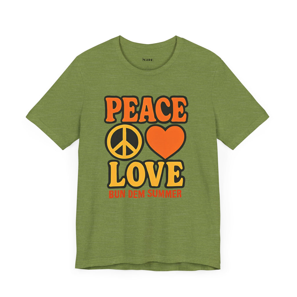 Peace & Love Summer Vibes Unisex Tee, Perfect for Festivals, Casual Outfits, Gifts, Music Events, and Spreading Positivity - NGOWE STORE
