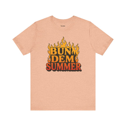 BUN DEM SUMMER Vibes! Graphic Tee - Unisex Short Sleeve T-Shirt, Fun Summer Outfit, Casual Wear, Beach Day Apparel, Gift for Summer Lovers