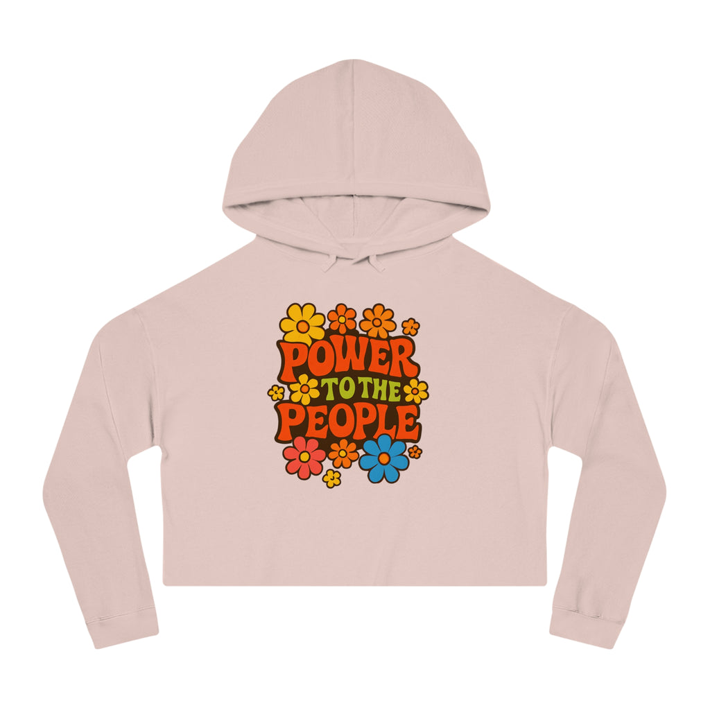 Bun Dem Summer Vintage-Inspired Cropped Hoodie Empire Edition - Power to the People, Flower Power Sweatshirt, Women's Casual Wear, Boho Hoodie, Summer Festival Outfit - NGOWE STORE