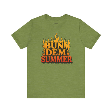 BUN DEM SUMMER Vibes! Graphic Tee - Unisex Short Sleeve T-Shirt, Fun Summer Outfit, Casual Wear, Beach Day Apparel, Gift for Summer Lovers - NGOWE STORE