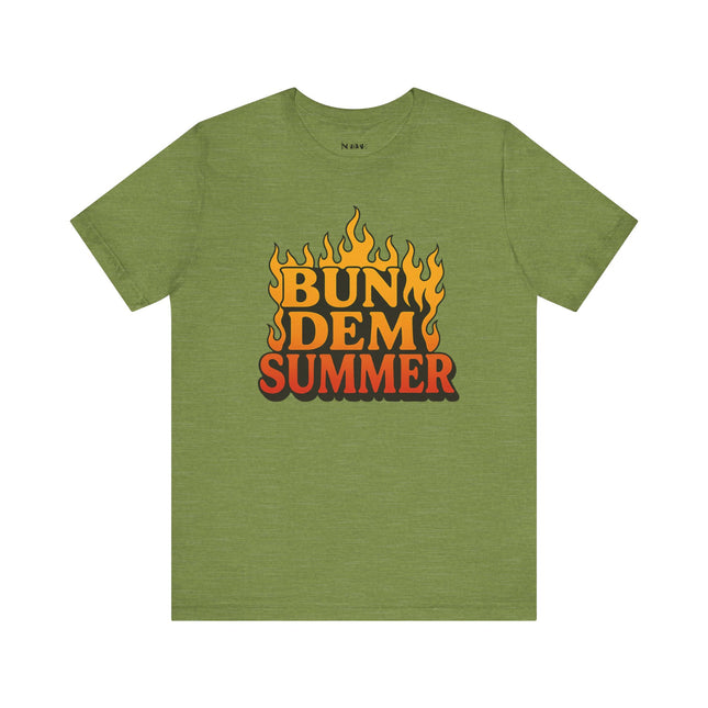 BUN DEM SUMMER Vibes! Graphic Tee - Unisex Short Sleeve T-Shirt, Fun Summer Outfit, Casual Wear, Beach Day Apparel, Gift for Summer Lovers - NGOWE STORE