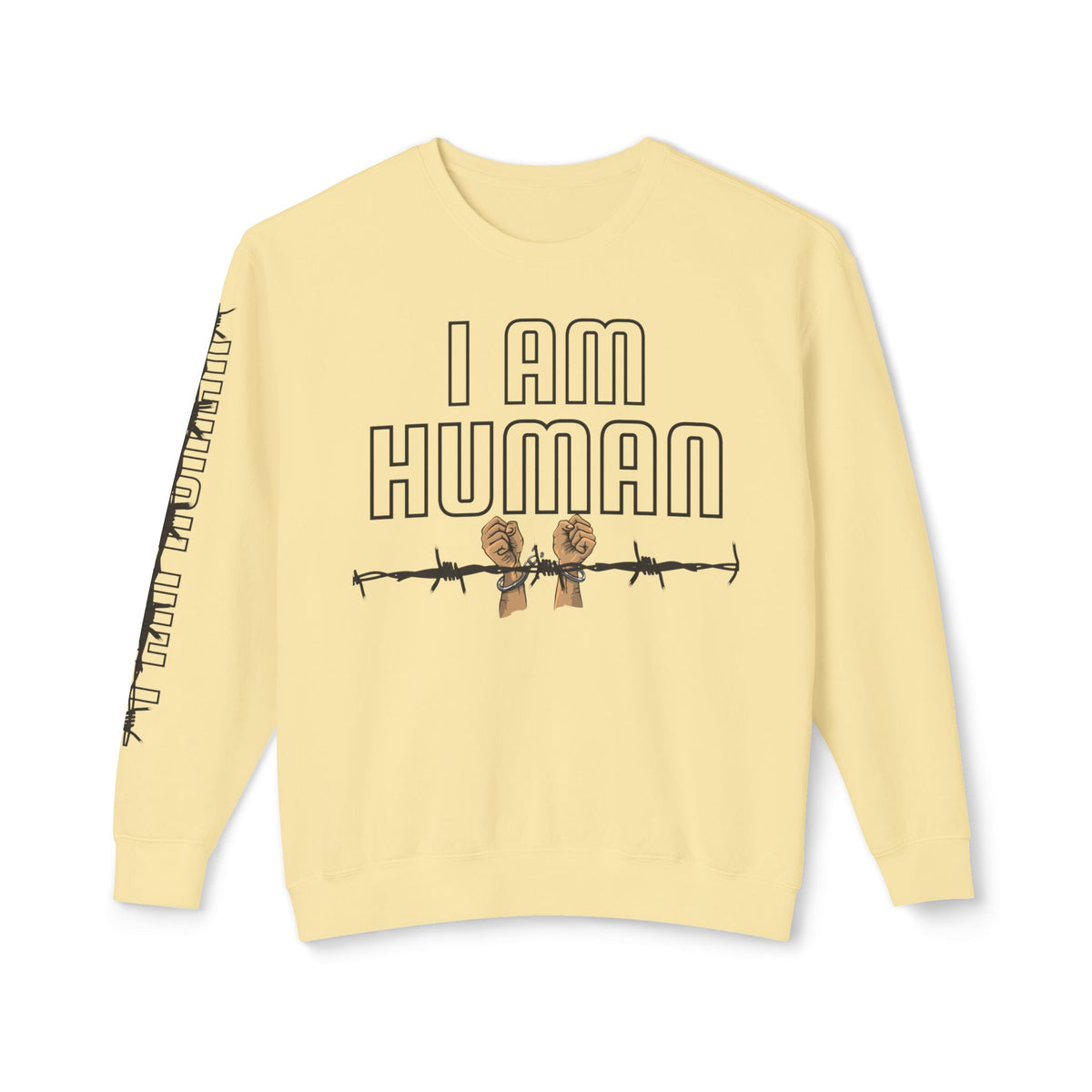 HUMAN Unisex Lightweight Crewneck Sweatshirt - 'I Am Human' Graphic - NGOWE STORE