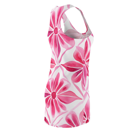 Pink Floral Women's Cut & Sew Racerback Dress (AOP)