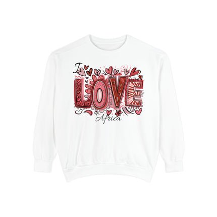 I Love Africa Unisex Garment-Dyed Sweatshirt