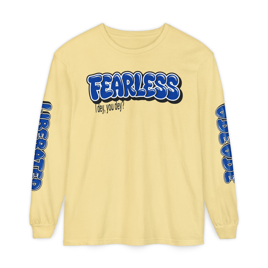 FEARLESS “AdeAde No Excuses” Long Sleeve T-Shirt | NGOWE Fearless Collection – Unisex Motivation Garment-dyed - NGOWE STORE