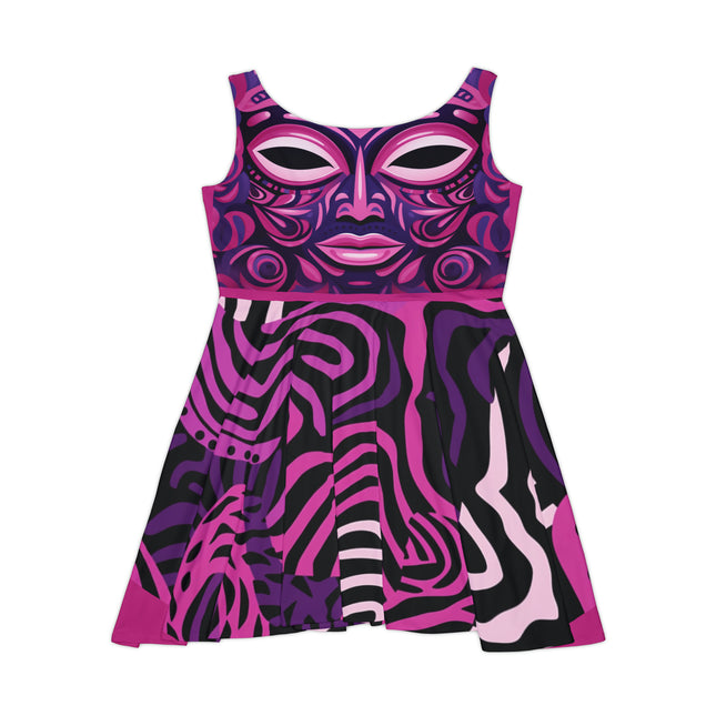 Pink African Mask Women's Skater Dress (AOP) - NGOWE STORE