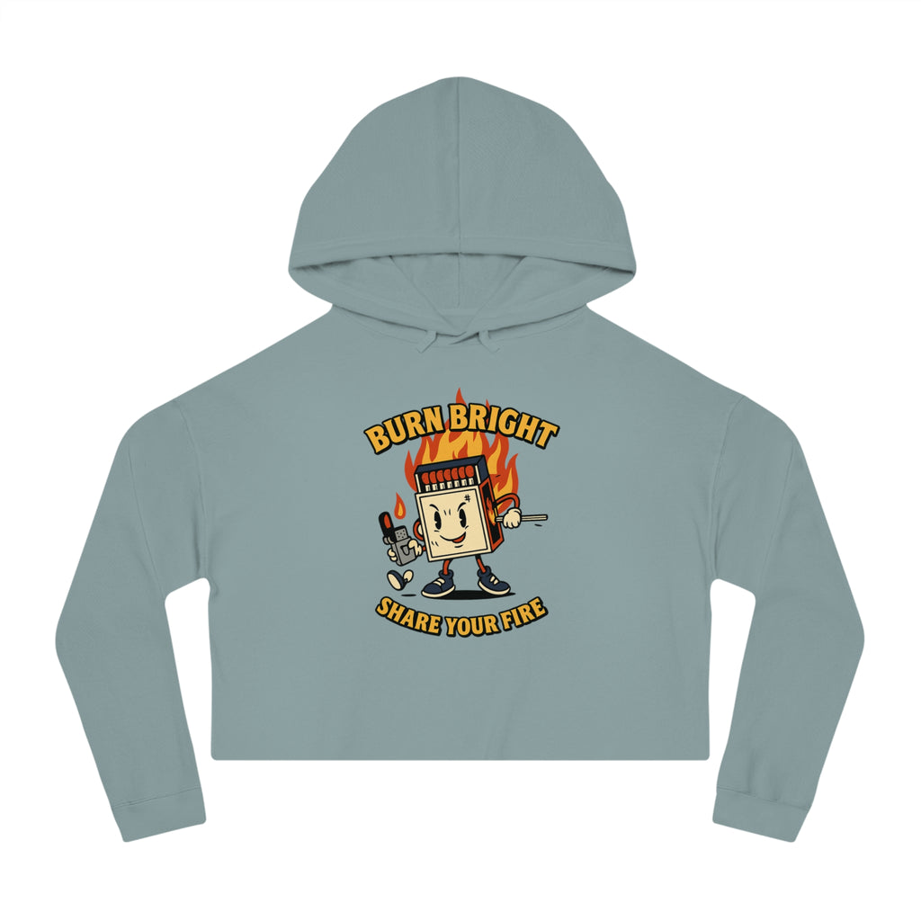 Bun Dem Summer Cropped Sweatshirt with Motivational Design Empire Edition - Burn Bright, Share Your Fire, Cute Hoodie for Women, Trendy Casual Wear, Gift for Her - NGOWE STORE