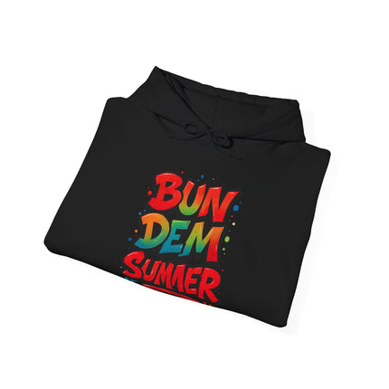 Bun Dem Summer Vibrant Summer Hoodie, Unisex Sweatshirt, Graffiti Style Apparel, Beach Theme Gift, Casual Summer Wear, Festival Clothing - NGOWE STORE