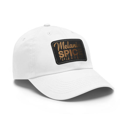 Melanin Spice Dad Hat with Leather Patch (Rectangle)