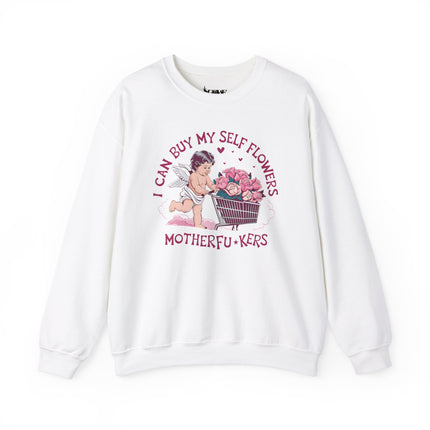 Valentine's Can Buy Myself Flowers Unisex Heavy Blend™ Crewneck Sweatshirt