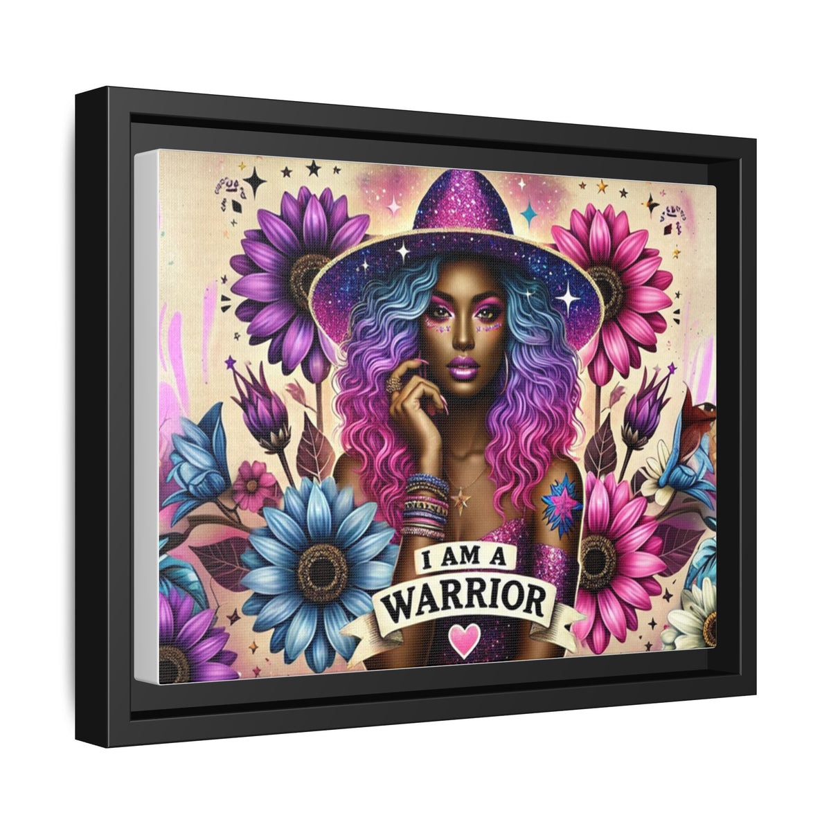 I Am A Warrior Affirmation Matte Canvas, Framed (Multi-color) - NGOWE STORE
