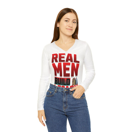 Real Men Leave Legacy Women's Long Sleeve V-neck Shirt (AOP) - NGOWE STORE