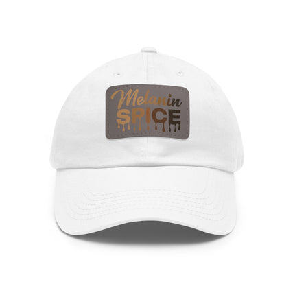 Melanin Spice Dad Hat with Leather Patch (Rectangle)