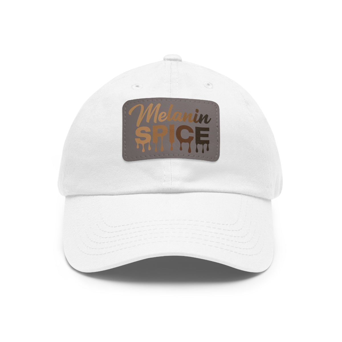 Melanin Spice Dad Hat with Leather Patch (Rectangle) - NGOWE STORE