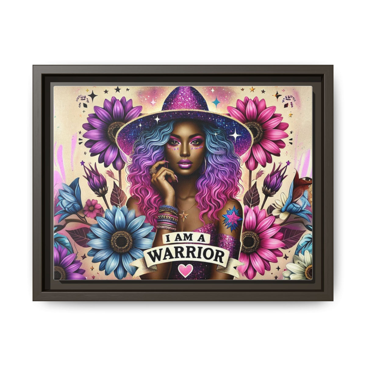 I Am A Warrior Affirmation Matte Canvas, Framed (Multi-color) - NGOWE STORE