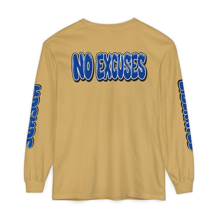 FEARLESS “AdeAde No Excuses” Long Sleeve T-Shirt | NGOWE Fearless Collection – Unisex Motivation Garment-dyed