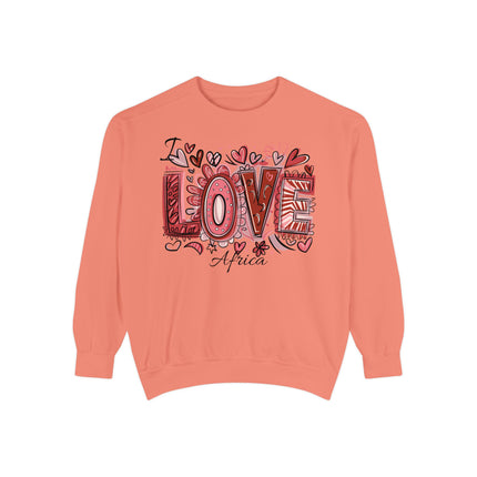 I Love Africa Unisex Garment-Dyed Sweatshirt