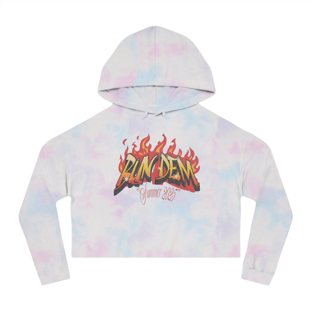 Bun Dem Summer Flaming Summer Vibes Cropped Hoodie Empire Edition - Women’s Casual Wear, Trendy Sweatshirt, Summer Fashion, Gift for Her, Streetwear Style - NGOWE STORE