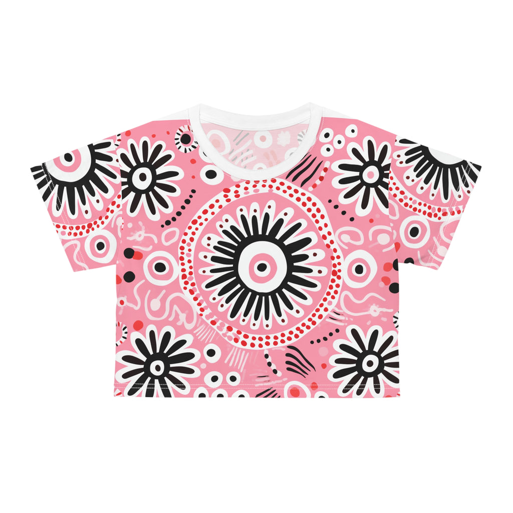 Pink Flowered Crop Tee (AOP) - NGOWE STORE