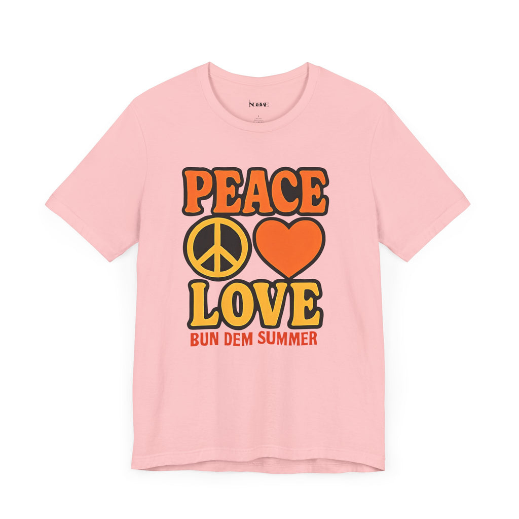 Peace & Love Summer Vibes Unisex Tee, Perfect for Festivals, Casual Outfits, Gifts, Music Events, and Spreading Positivity - NGOWE STORE