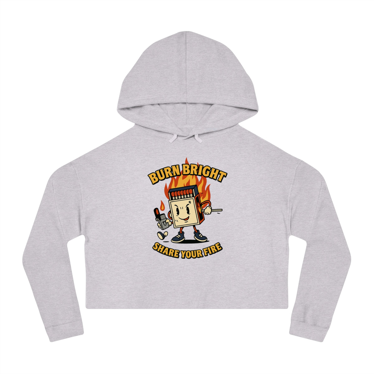 Bun Dem Summer Cropped Sweatshirt with Motivational Design Empire Edition - Burn Bright, Share Your Fire, Cute Hoodie for Women, Trendy Casual Wear, Gift for Her - NGOWE STORE
