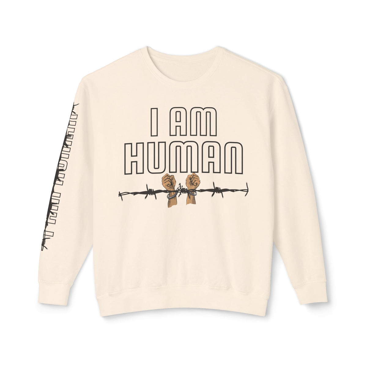 HUMAN Unisex Lightweight Crewneck Sweatshirt - 'I Am Human' Graphic - NGOWE STORE
