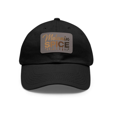 Melanin Spice Dad Hat with Leather Patch (Rectangle)