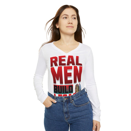 Real Men Leave Legacy Women's Long Sleeve V-neck Shirt (AOP) - NGOWE STORE