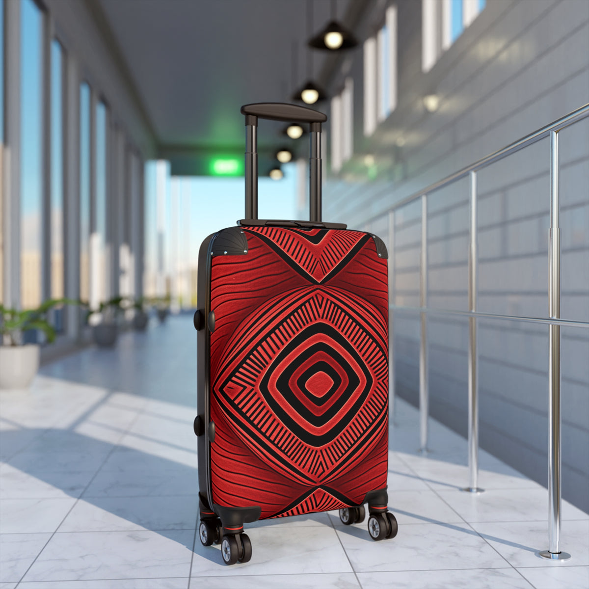 Red Diamond Pattern Suitcases - NGOWE STORE