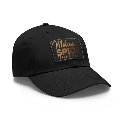 Melanin Spice Dad Hat with Leather Patch (Rectangle)