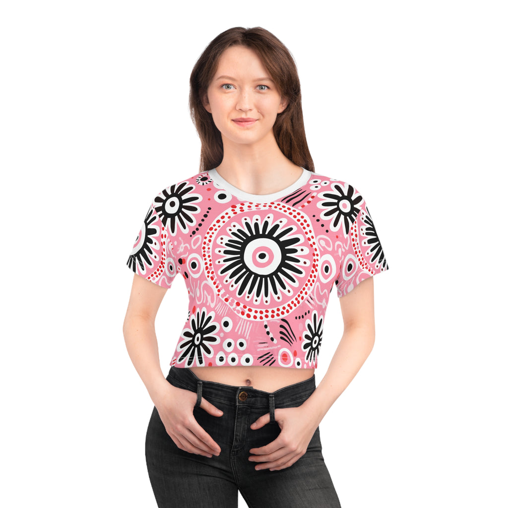 Pink Flowered Crop Tee (AOP) - NGOWE STORE