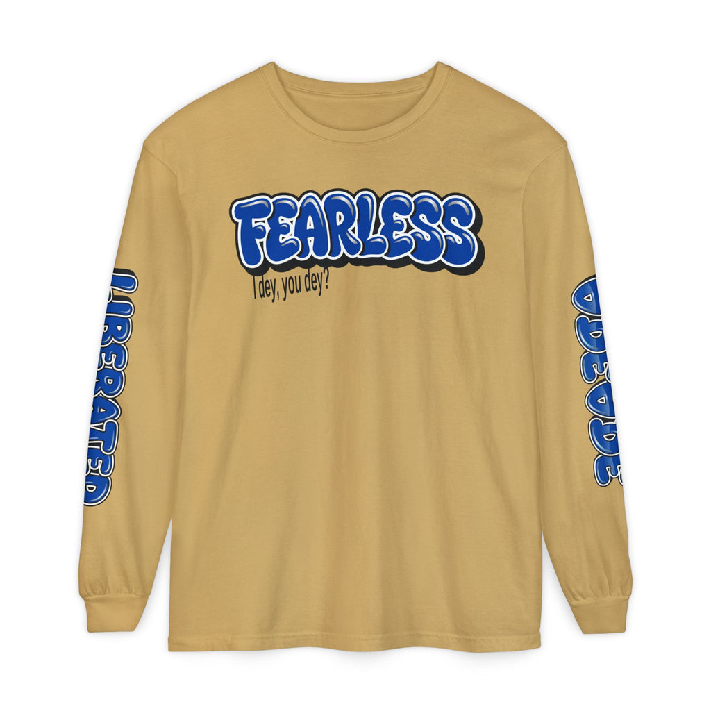 FEARLESS “AdeAde No Excuses” Long Sleeve T-Shirt | NGOWE Fearless Collection – Unisex Motivation Garment-dyed - NGOWE STORE