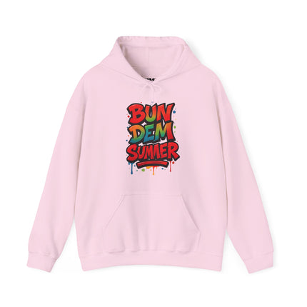 Bun Dem Summer Vibrant Summer Hoodie, Unisex Sweatshirt, Graffiti Style Apparel, Beach Theme Gift, Casual Summer Wear, Festival Clothing - NGOWE STORE