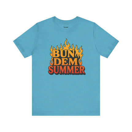 BUN DEM SUMMER Vibes! Graphic Tee - Unisex Short Sleeve T-Shirt, Fun Summer Outfit, Casual Wear, Beach Day Apparel, Gift for Summer Lovers