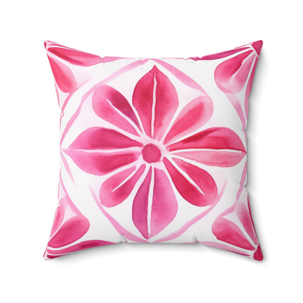 Pink Flower Spun Polyester Square Pillow - NGOWE STORE