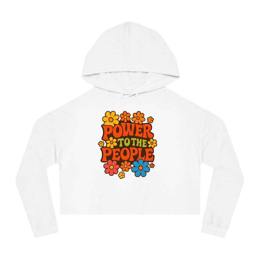Bun Dem Summer Vintage-Inspired Cropped Hoodie Empire Edition - Power to the People, Flower Power Sweatshirt, Women's Casual Wear, Boho Hoodie, Summer Festival Outfit - NGOWE STORE
